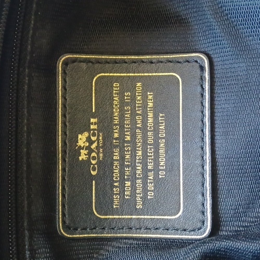 COACH 33736 MEDIUM SIZE GOLD, BLACK LEATHER METALIC HANDBAG - Picture 3 of 12